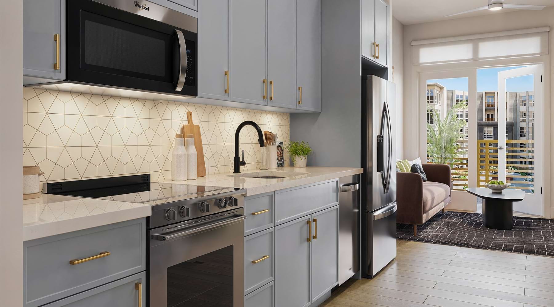 kitchen with white cabinets and stainless steel appliances
