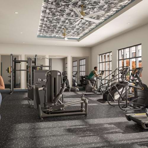 people in a gym working out